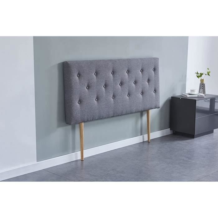 Deco Headboard 160 x 100 cm - Upholstered - Grey Fabric - Total Thickness of 8 cm