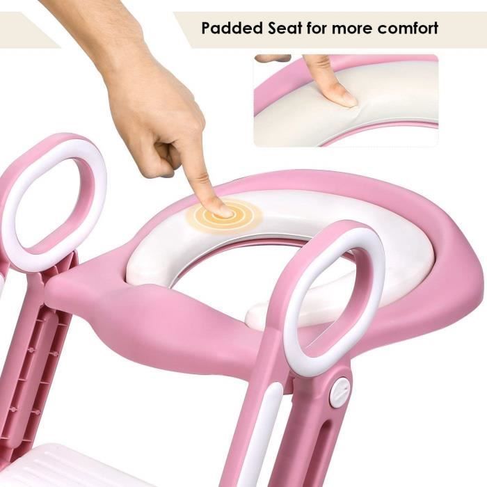 Asiento de inodoro infantil plegable y ajustable, reductor de inodoro para bebés con escalones anchos, asiento de inodoro cómodo