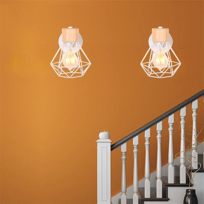 IDEGU 2 stuks industriële vintage moderne wandlampen in retro Edison-stijl met kooiconstructie voor woonkamer en slaapkamer