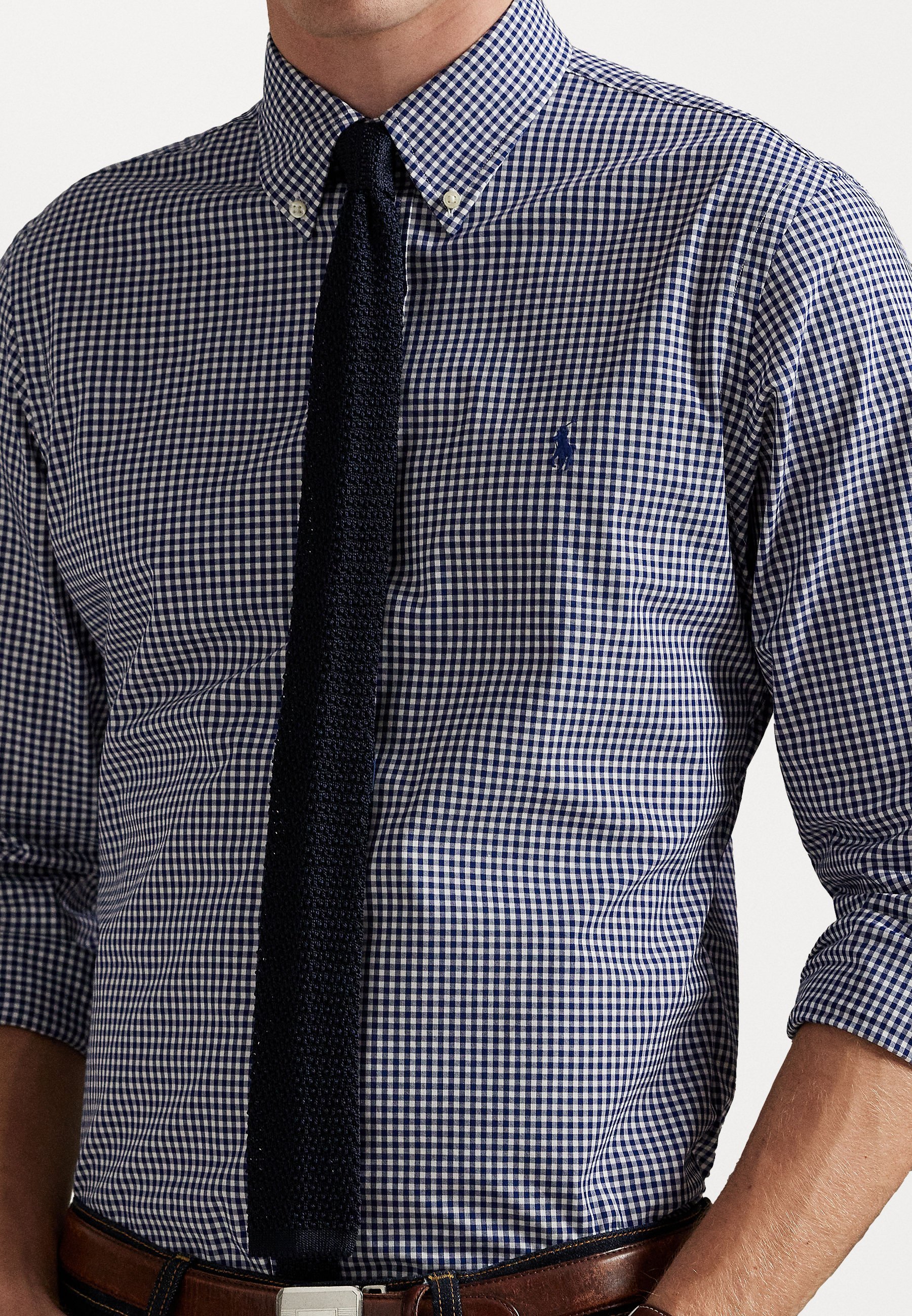 Polo Ralph Lauren CUSTOM FIT GINGHAM STRETCH POPLIN SHIRT - Shirt - newport navy/white