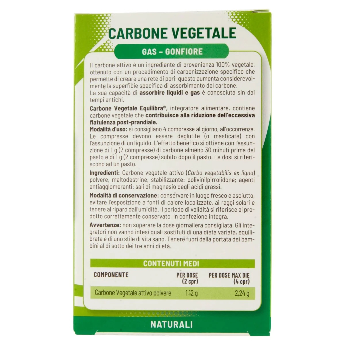 EQUILIBRA Equilibra Plantaardige Houtskool 50 tabletten Voedingssupplement tegen een opgeblazen gevoel en winderigheid