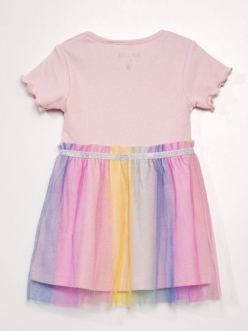 Vestido camiseta com tule - ROSA