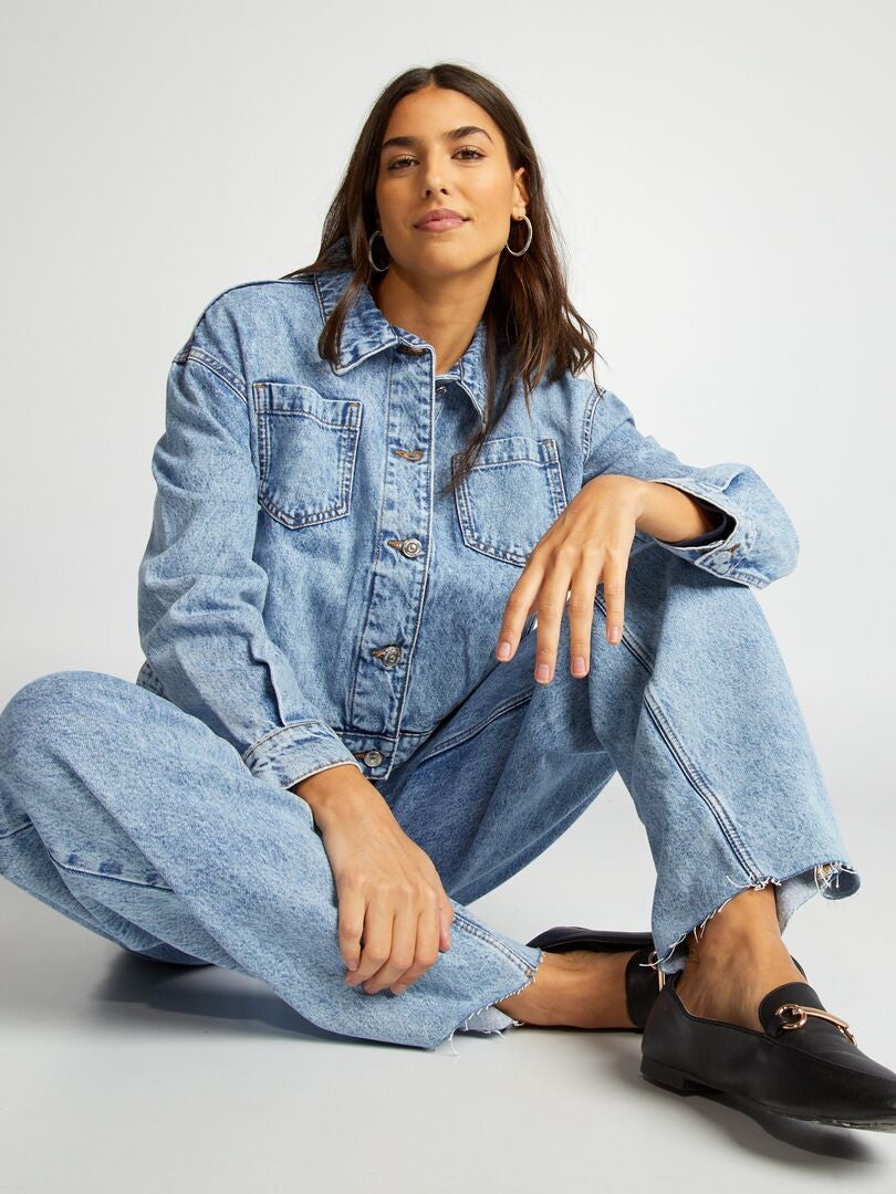 Jaqueta jeans curta - AZUL