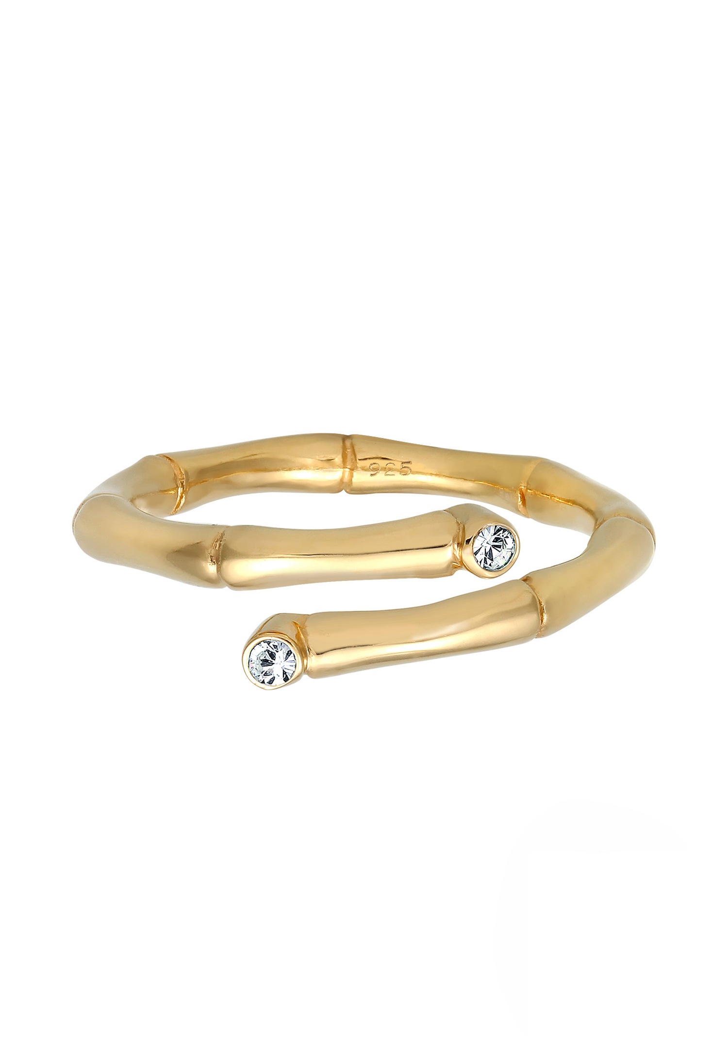 Elli Femmes Bambou Tropical Tendance avec cristaux en argent sterling 925 plaqué or