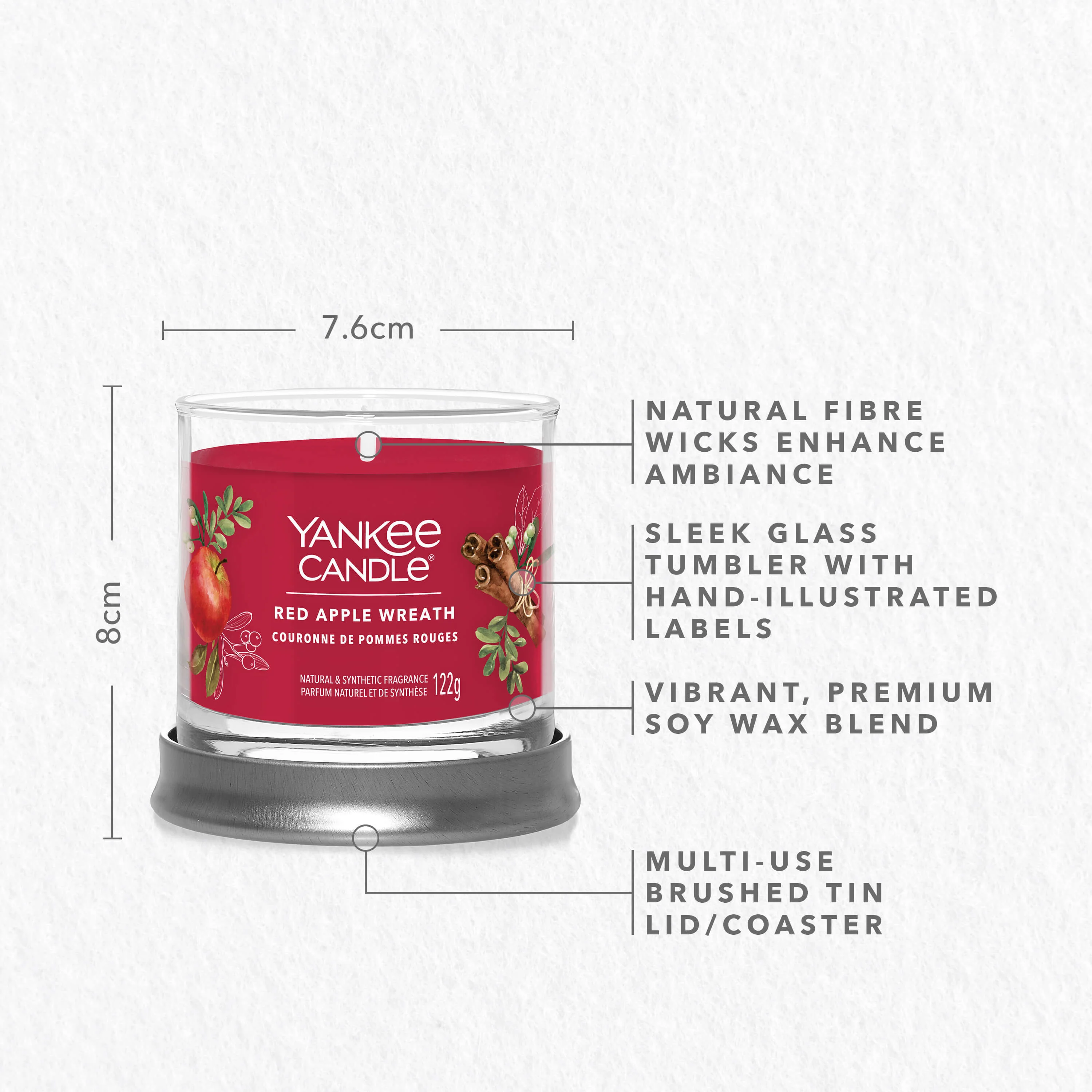 Signature Tumbler Candles Red Apple Wreath - Candela Profumata