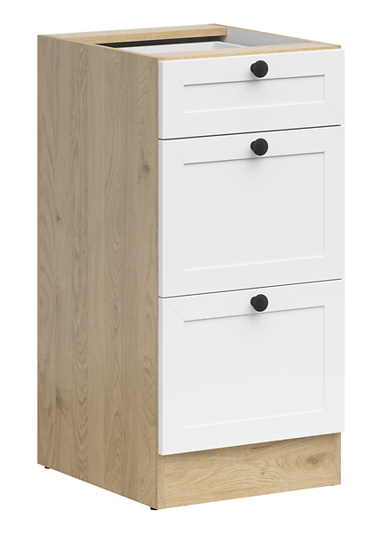 Szafka kuchenna dolna Junona Line 40 cm z 3 szufladami dąb bernstein/biały