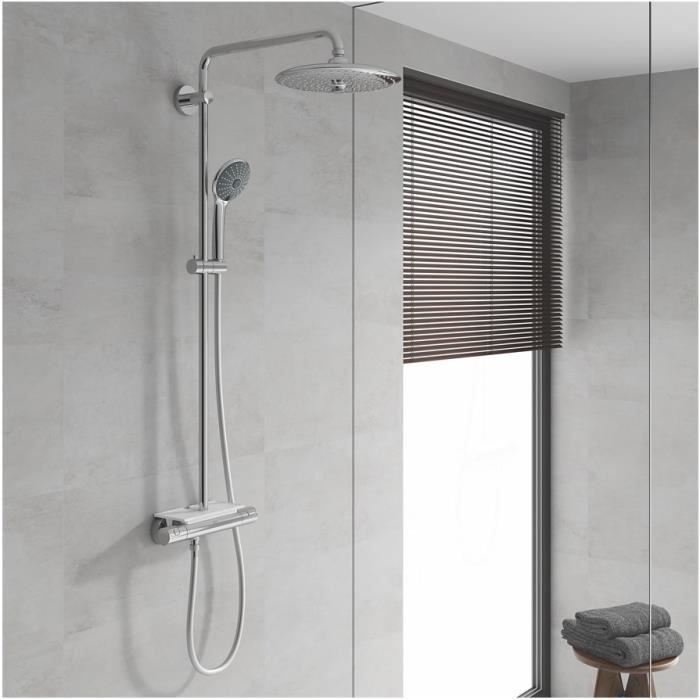 Columna de ducha termostática GROHE Vitalio Joy 260, ahorro de agua y energía del 50 %, ducha de mano de 3 chorros, 26403001
