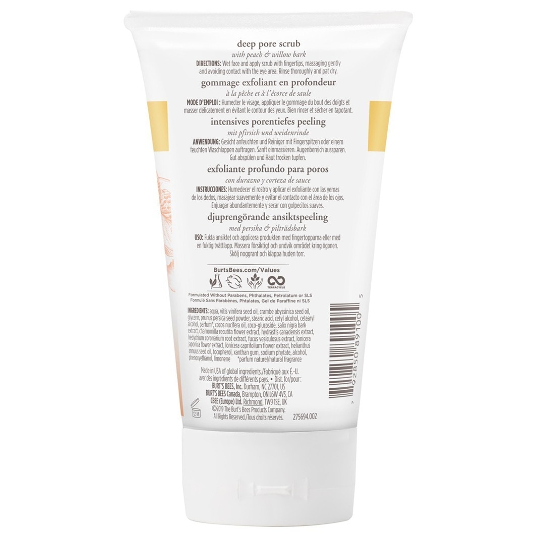 Burt's Bees fersken- og pilbark-dyp poreskrubb - 110 g