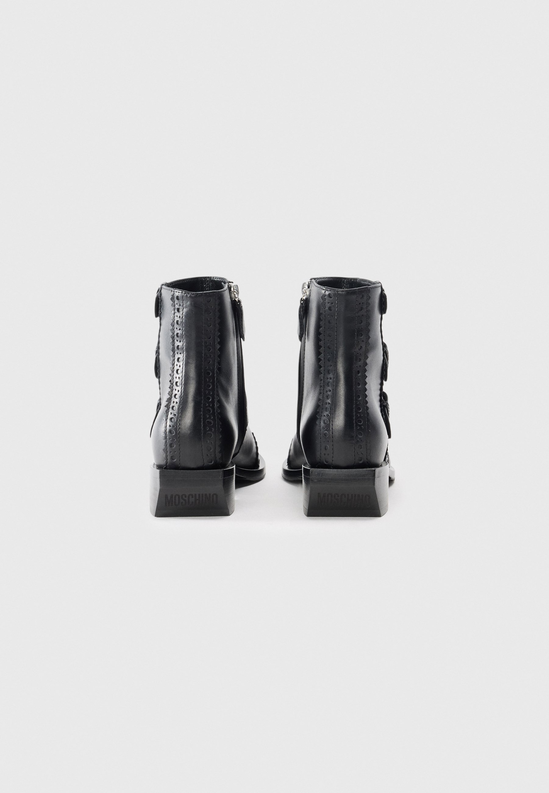 Bottines MOSCHINO style cowboy/motard - noires