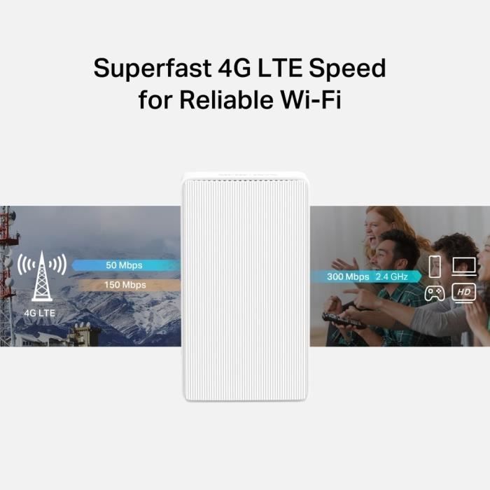 Routeur 4G WiFi N300Mbps, Box 4G SIM, 4G CAT4 - MERCUSYS MB110-4G - Vitesse Jusqu'à 150Mbps, Configuration Facile