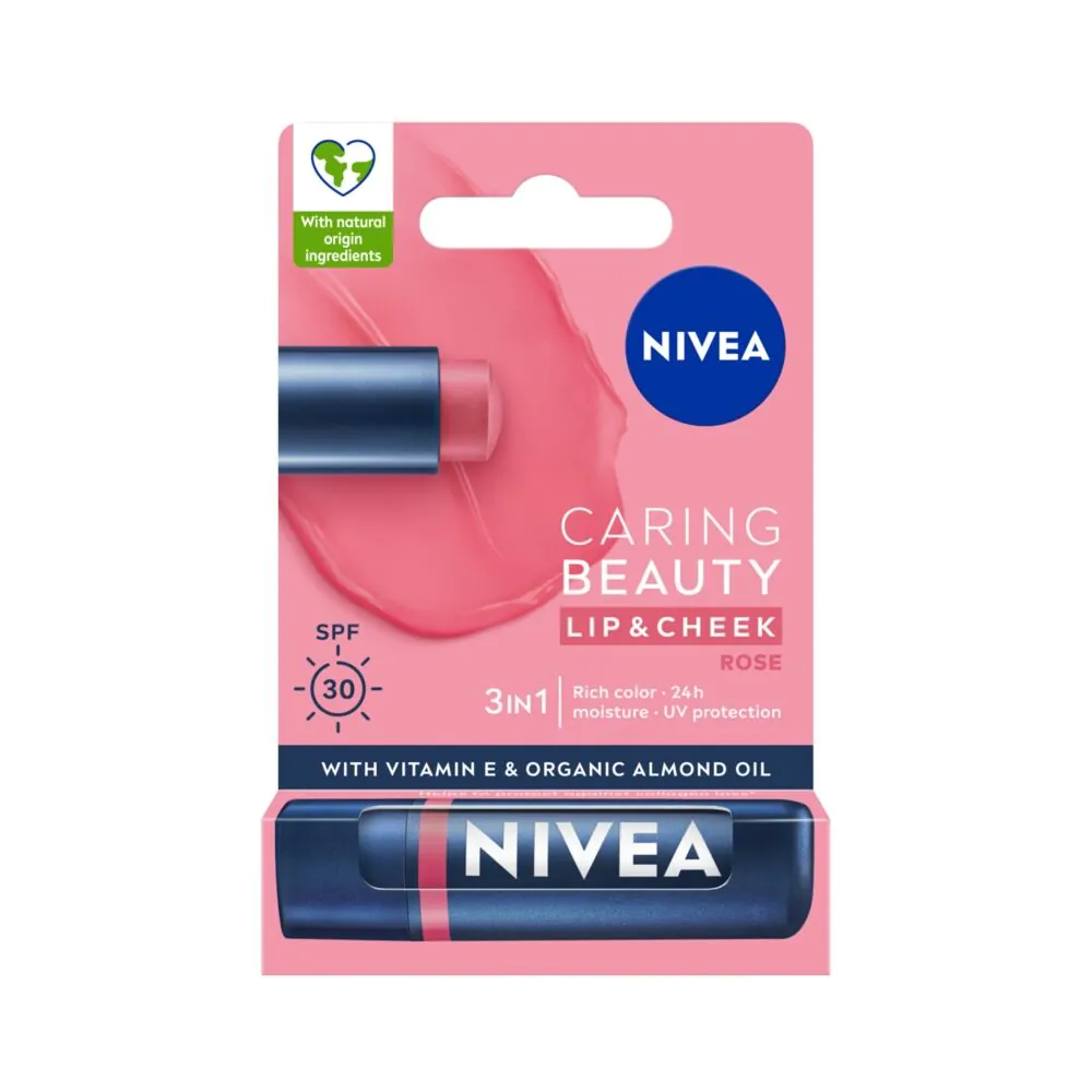 Nivea Pielęgnująca pomadka do ust Caring Beauty 3w1 Rose