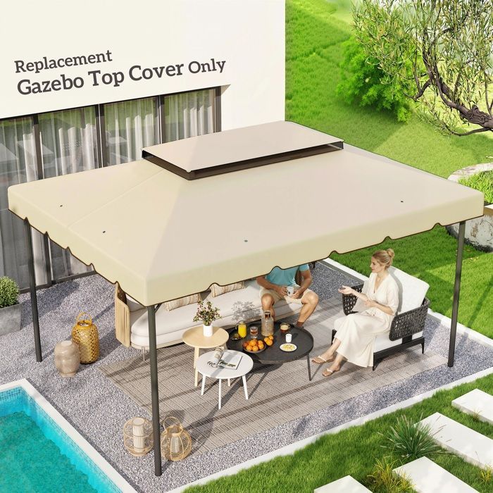 Outsunny - Vervangend dakzeil voor tuinpaviljoen - Polyester - 400x300cm - Beige