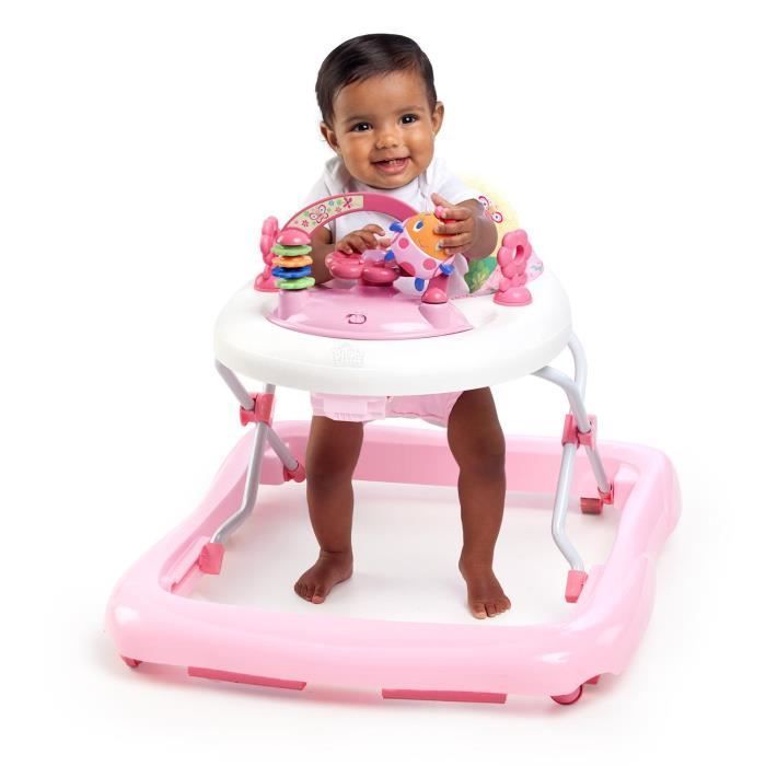 Andador Infantil 2 em 1 Conversível e Dobrável BRIGHT STARTS para Meninas - Jardim Rosa - Presente para Bebê, Música, Altura Ajustável