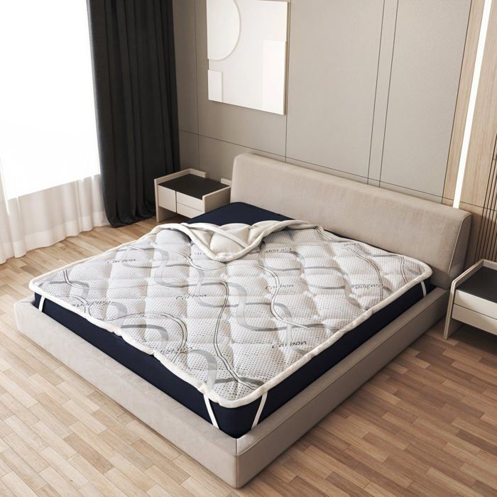Surmatelas Ergonomique - THE WHITE STONE - Topper Carbon - 180 x 200 cm - Mousse à Mémoire - Hypoallergénique