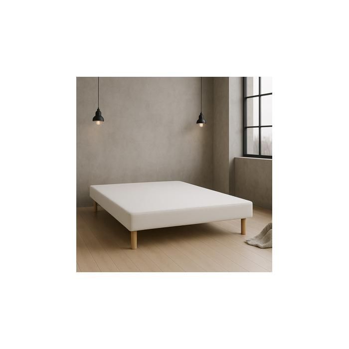 SOMMIER TAPISSIER BLANC 120x190 cm | FABRICATION FRANÇAISE ARTISANALE | PIEDS OFFERTS | HAUTEUR avec PIEDS 27 cm - som120x190
