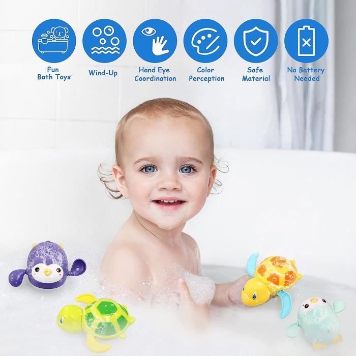 Juego de 4 juguetes flotantes con forma de animales, juguete de baño para bebés, juegos de baño para bebés y niños de 1 a 4 años, juguete acuático para la piscina.