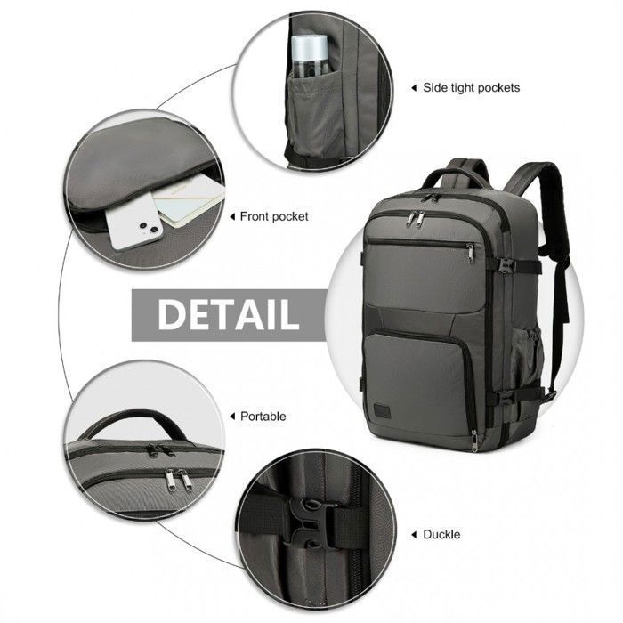 Backpack 55x35x20cm Large Capacity Travel Backpack Hand Luggage for Laptop Cabin Bag for Easyjet, Grey