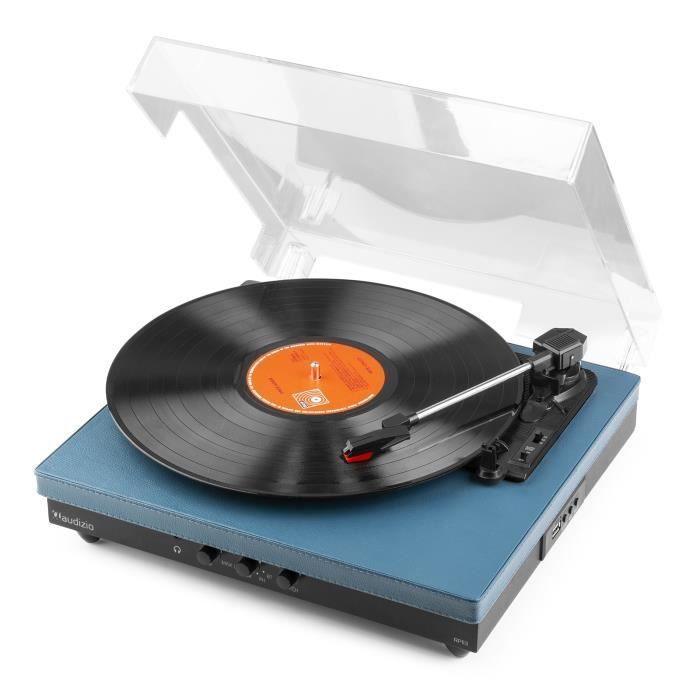 Giradischi Fenton RP113D Bluetooth - Pelle blu scuro - Altoparlanti integrati - 33, 45 e 78 giri al minuto