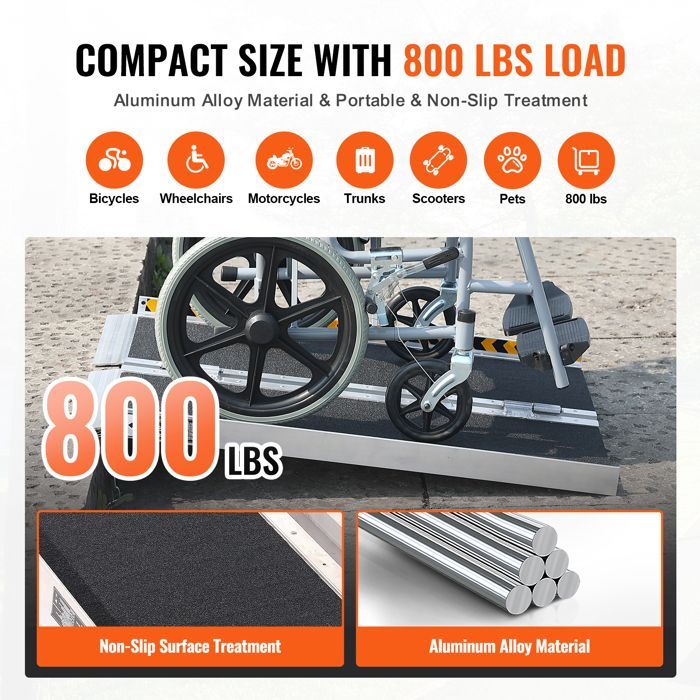 Rampa portátil para silla de ruedas - DUOKU - 2 patas - Aluminio - 363 kg - Plegable
