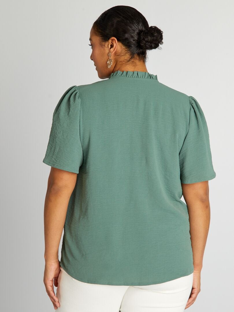 Blusa suave con volantes - VERDE