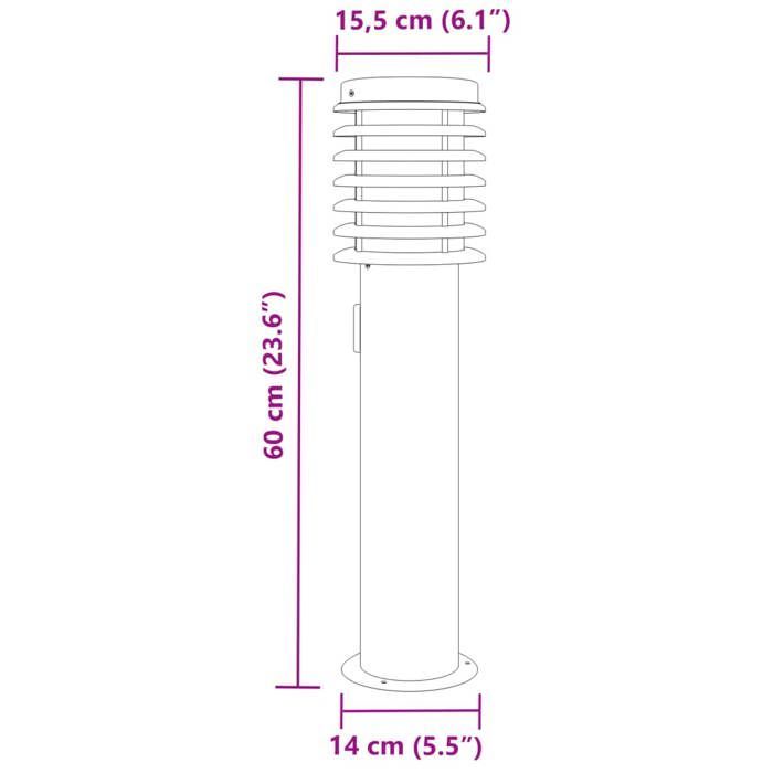 Lámparas de pie y de salida para exteriores vidaXL, 3 piezas, acero inoxidable plateado, iluminación de suelo para exteriores, iluminación de suelo 4006374