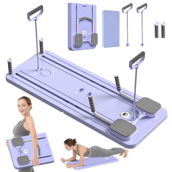 Tabla de Pilates - Set de Pilates, Tabla de Pilates plegable multifuncional, Tabla de Pilates 5 en 1 (Morada)