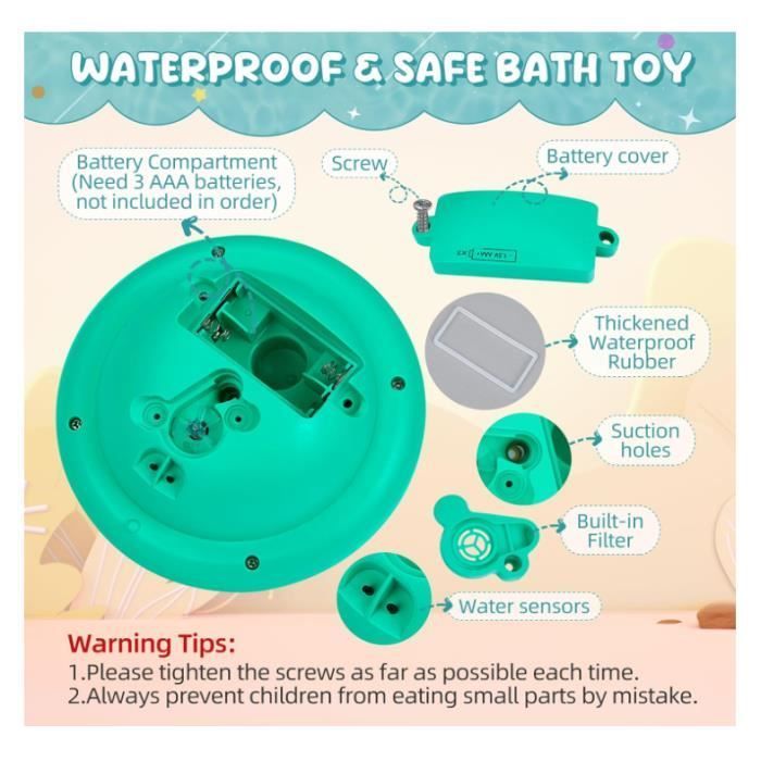 Juguetes de baño para niños de 2 años con fuente de luz LED, juguetes de ducha con sensor automático, juguetes para bañera y piscina.