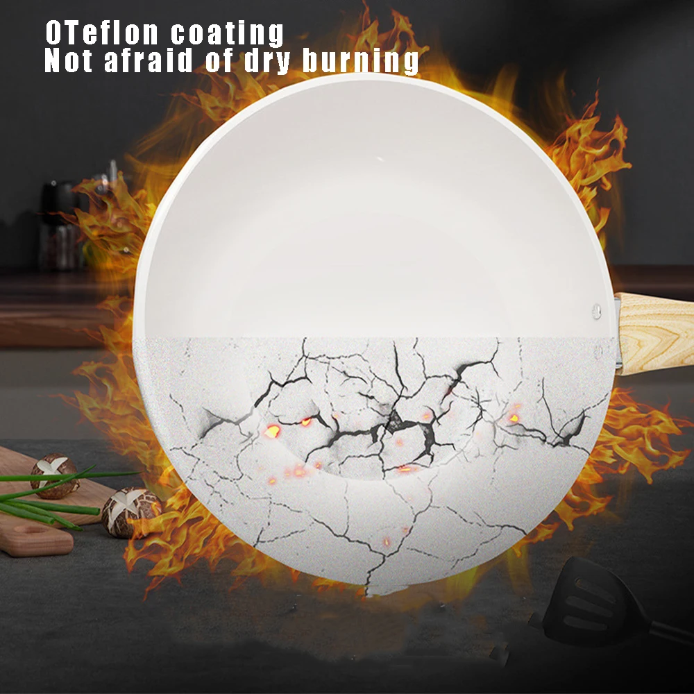 Poêle wok antiadhésive en céramique de 30 cm, idéale pour la cuisson des steaks, des crêpes et autres aliments. Compatible avec les plaques à induction et à gaz.