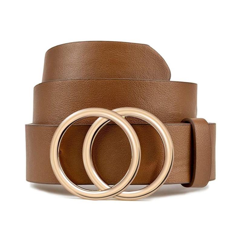 Ceinture en cuir pour femme, idéale pour jeans et robes, avec boucle double anneau, par LOKLIK
