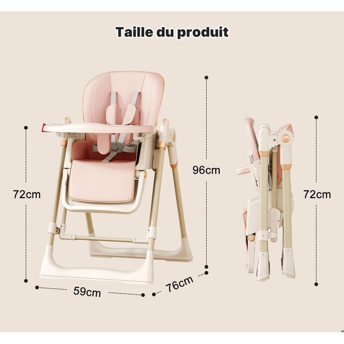 Cadeira alta conversível 4 em 1 para bebês, com 3 posições de reclinação, 5 posições de altura, rodas e função de balanço, ideal para bebês a partir de 3 meses.