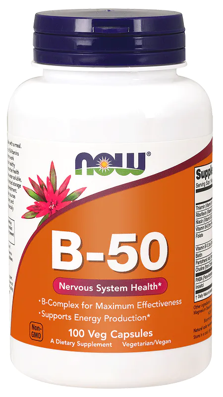 Now Foods Vitamin B-50, Kompleks witamin z grupy B, Kapsułki wegańskie