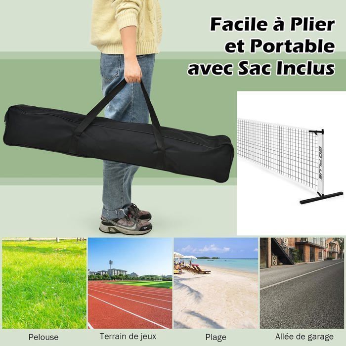 Badminton/Pickleball Net 670 x 92cm COSTWAY - Fiberglass Pole - Carry Bag - Metal Frame - Indoor/Outdoor