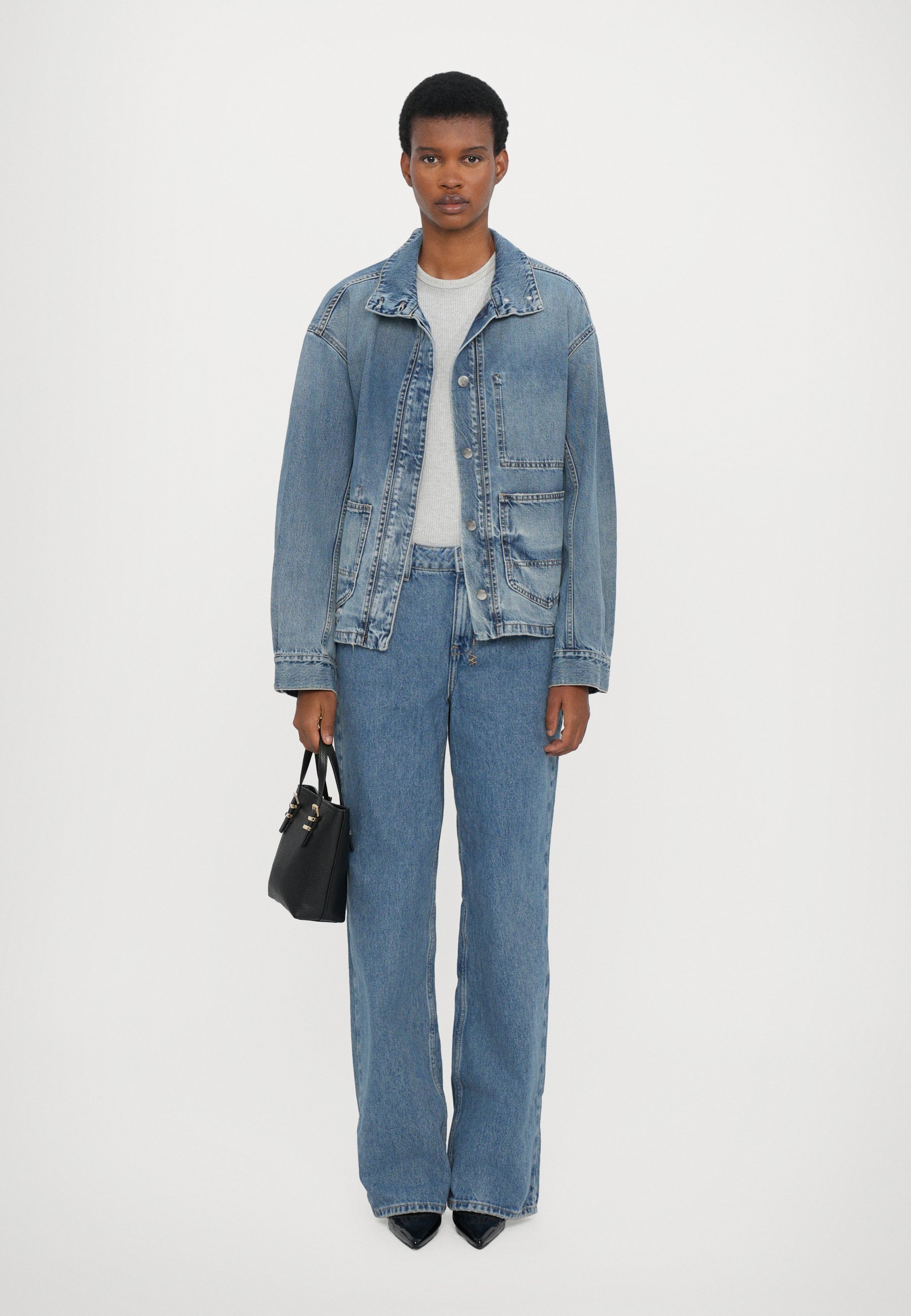 Jaqueta jeans fechada - azul médio