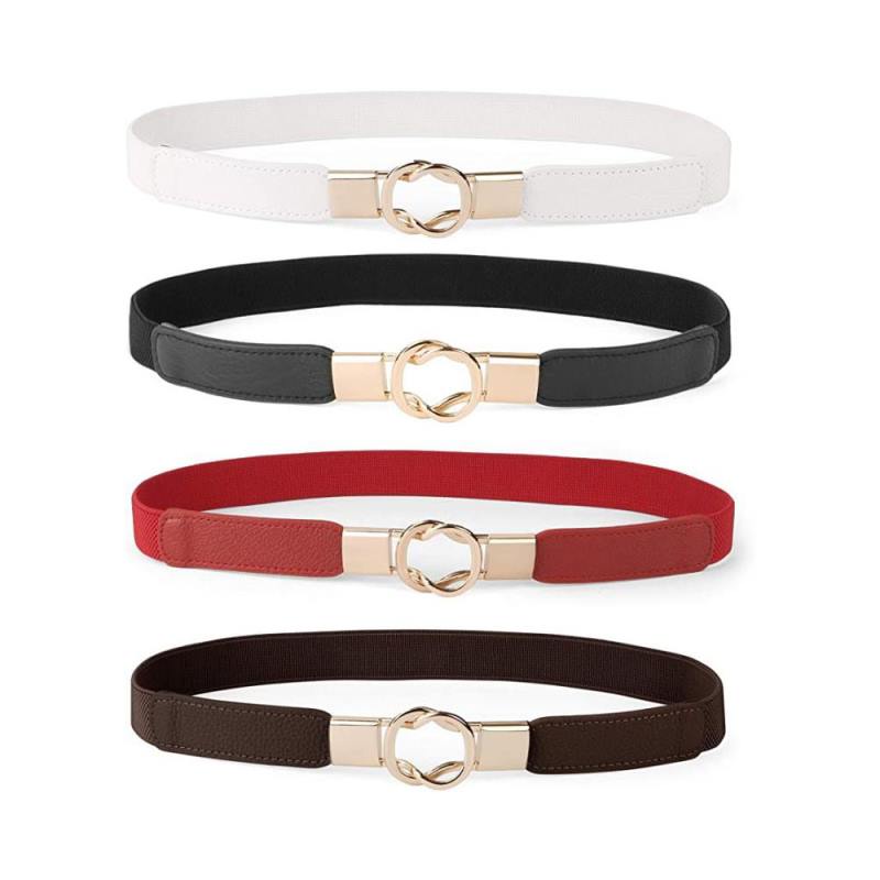 Ceinture fine pour robe femme style rétro extensible, lot de 4 grandes tailles