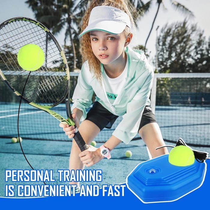 Entrenador de tenis portátil con 3 pelotas de rebote, equipo práctico para el autoentrenamiento.