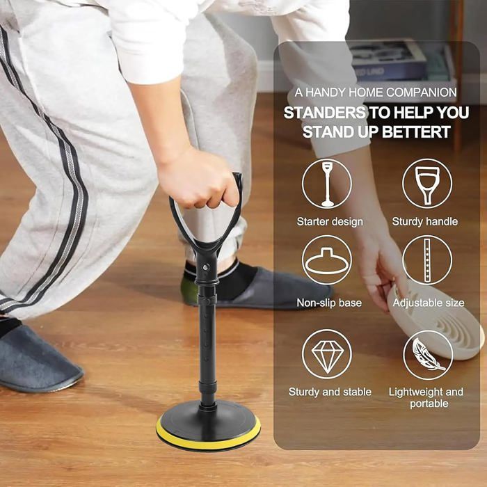 Dispositivo elevador de cama ajustable (negro), dispositivo de movilidad y elevación de suelo para personas mayores.
