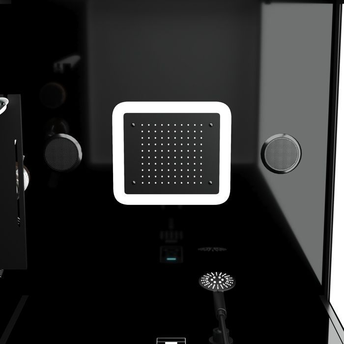 Mampara de ducha cuadrada Hydro de 90x90x218 cm - Puerta abatible - Panel trasero y perfiles en negro mate