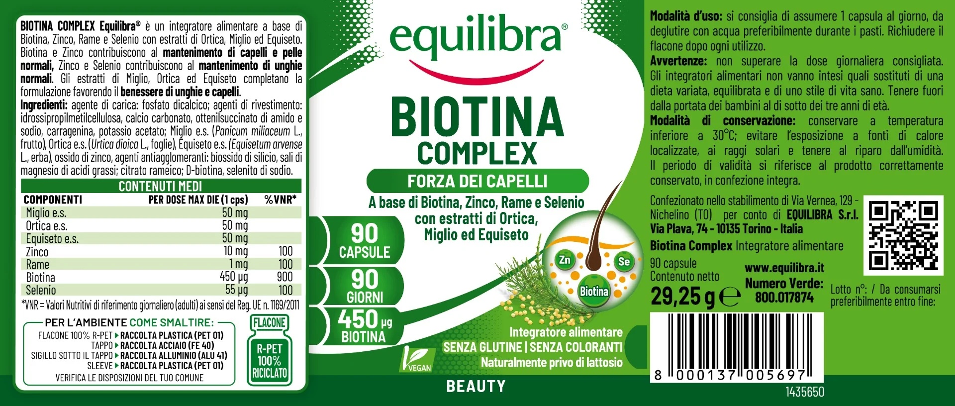 EQUILIBRA Equilibra Biotin Complex 90 comprimidos Unhas, pele e cabelo