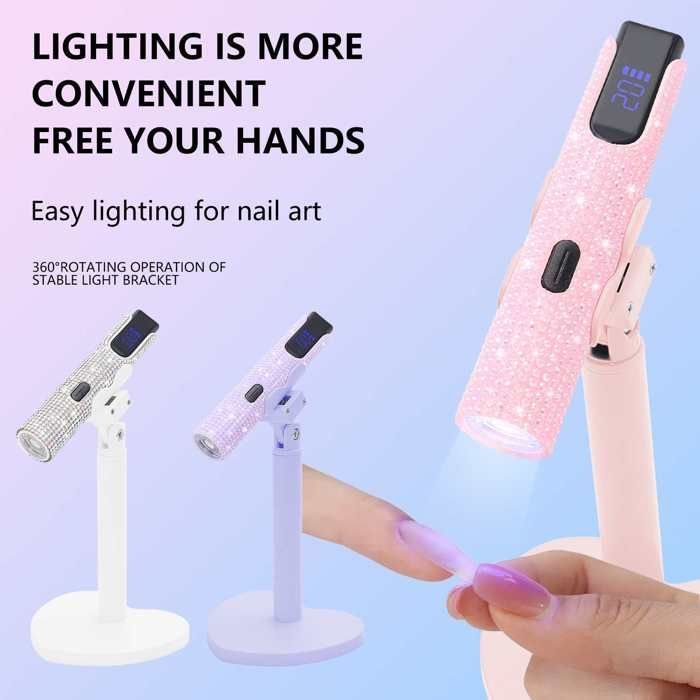 Mini-UV-LED-Manikürelampe für unterwegs, 360° flexibler Ständer, schnelltrocknend, Nageldesign, Taschenformat, Lila