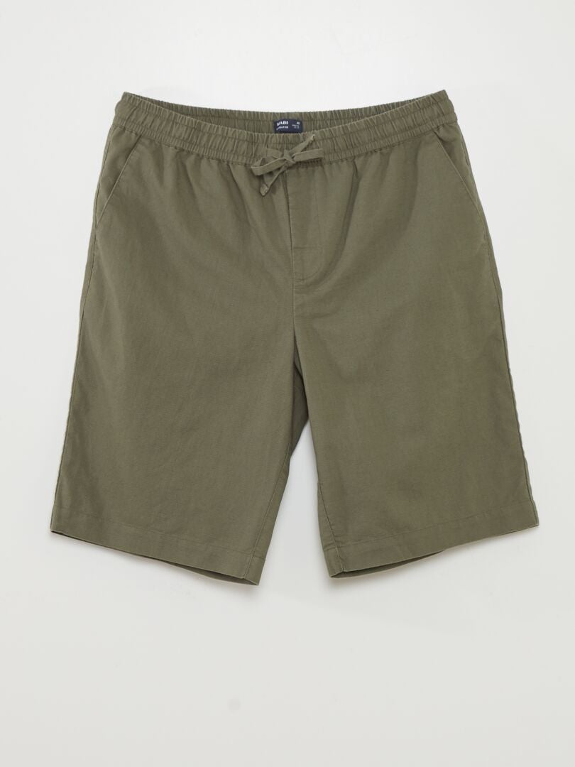 Chino shorts met wijde pijpen en linnen - GROEN