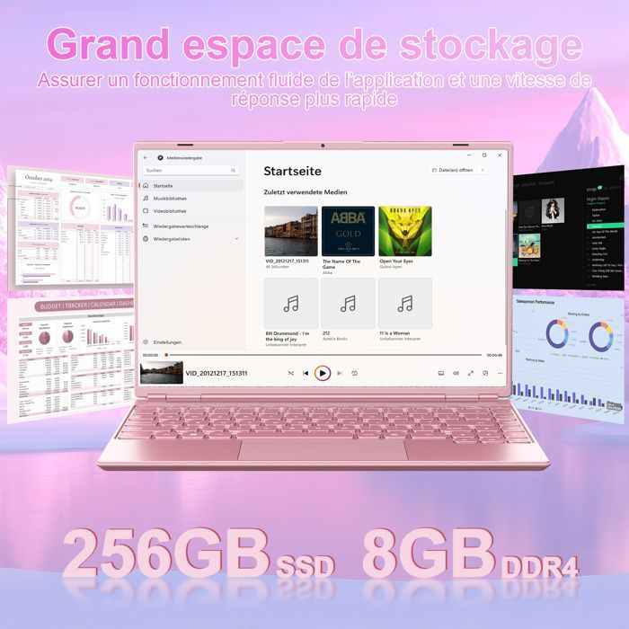 NOTODD PC Portable 14''- stockage 8+256 Go - Processeurs Intel Celeron N5095 - Ordinateur Portable Windows 11, Écran 2K, 4 cœurs