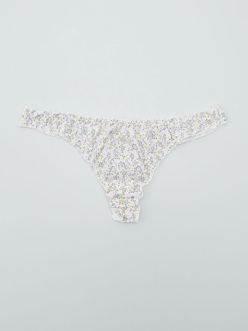 Set van 2 bloemenprint teenslippers - WIT