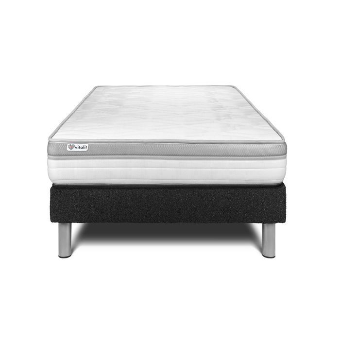 Ensemble Matelas Sommier 90x200 cm - Vital Relax Noir