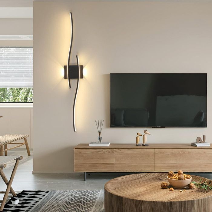 2 apliques LED modernos de pared, diseño curvo, recargables, temperatura de color ajustable de 3000 a 6000 K, control remoto para dormitorio, sala de estar o entrada.