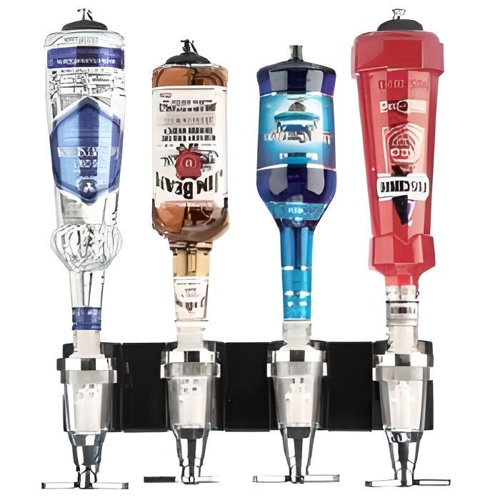 Botellero de pared - PEARL - 4 botellas - Dispensador de 4 cl - Dimensiones 365x380x145 mm