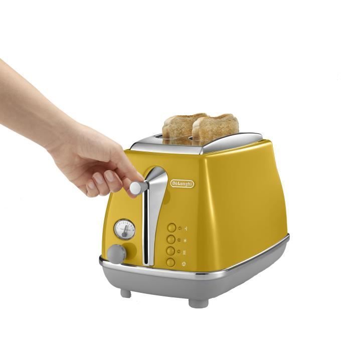 Tostadora De'Longhi Icona Capitals - 2 rebanadas - 900W - Calientabolas - Amarilla