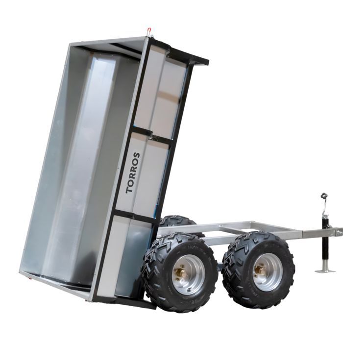 Remolque basculante Torros AHR1050B de 4 ruedas, 1000 kg, doble eje, galvanizado, 1770x1070x580 mm