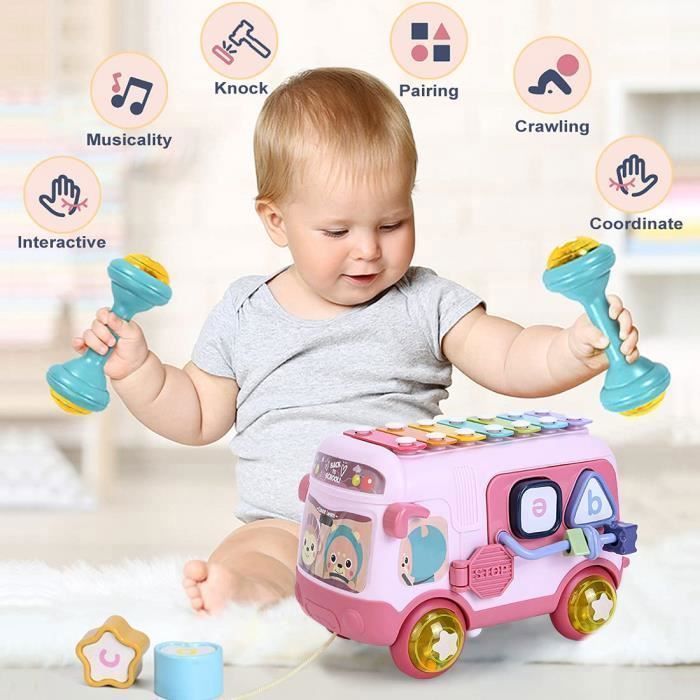 Musical baby bus toy with xylophone - XVX - Rainbow - For 24 months to 2 years activity table