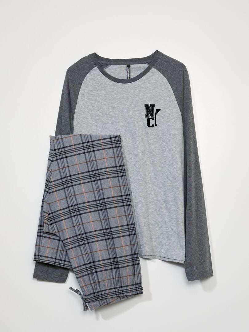Lang pyjamas - NYC print - 2 dele - grå/grå
