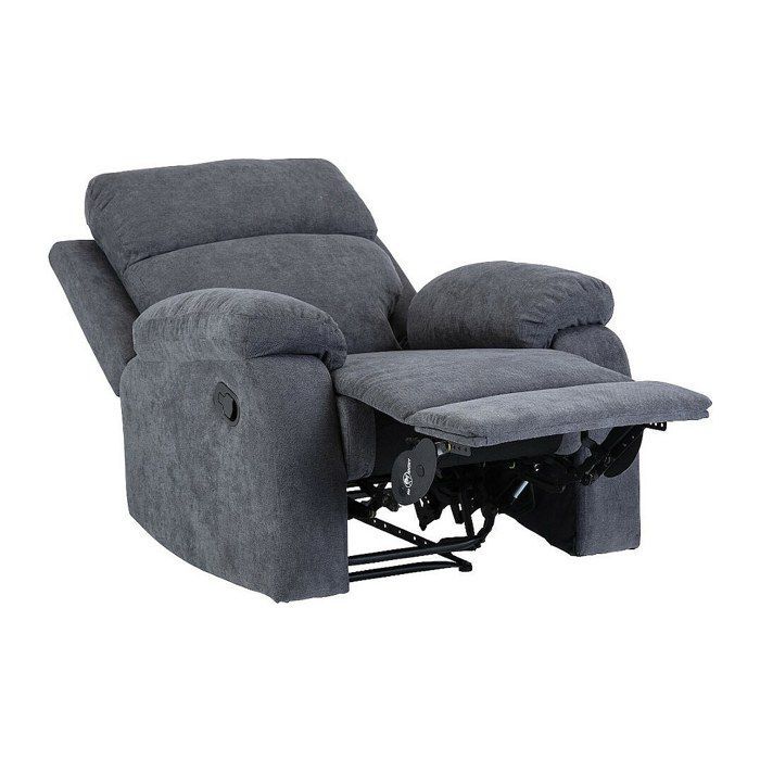 Sofá de 3 plazas y sillón reclinable TOLZANO en tela antracita - Antracita